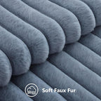decorUhome Fall Faux Fur Throw Pillow Covers 20x20 Set of 2 Grey Blue | - Image 2