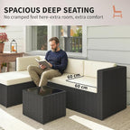 Outsunny 3 Piece Patio Furniture Set, Wicker Rattan Outdoor Patio Conversation - Image 6