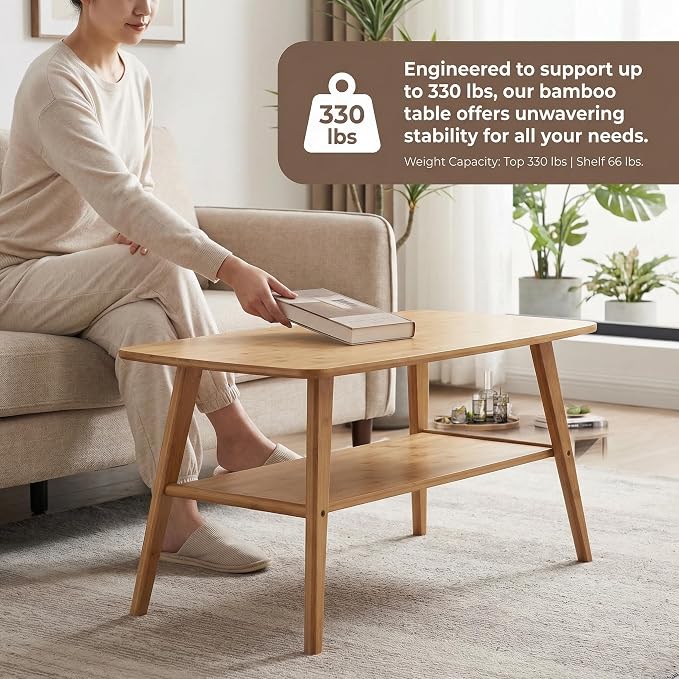 Eco-Friendly Natural Bamboo Coffee Table - Image 4
