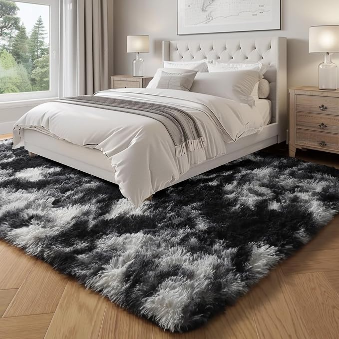 Black White Grey Area Rugs for Living Room Bedroom Aesthetic, 8x10 Rug - Image 4