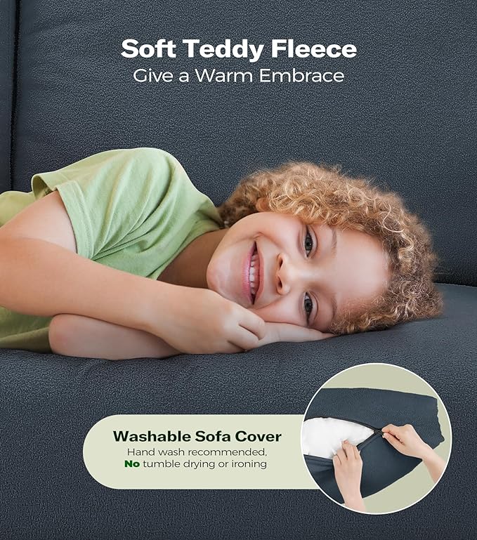 Welzona 83" Couches for Living Room, Teddy Sofa Couch, Comfy Sofas for Living - Image 4