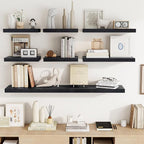 Acovy 40 Inch Floating Shelves, 3D Textured Wood Grain, Wooden Shelves - Image 8