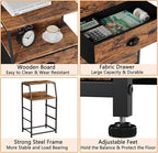 Furnulem Nightstand with 3 Drawers and 2-Tier Shelf, Fabric Small Dresser - Image 4