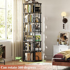 Aheaplus 6 Tier Rotating Bookshelf Tower, Revolving Bookcase, 360° Round - Image 6