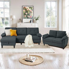 84" Convertible Sectional Sofa Set, 3 Seat L Shaped Couch by soscana