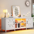 YITAHOME TV Stand with LED Lights & Charging Station, Farmhouse Entertainment - Image 6