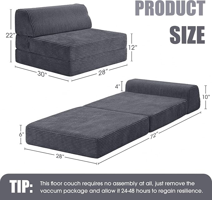 Kasunpul Folding Sofa Bed with Pillow, Memory Foam Fold Out Chair Bed, - Image 2