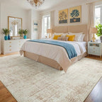 10x12 Area Rug for Living Room Bedroom: Non-Slip Modern Beige White | Machine - Image 2