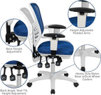 Flash Furniture Nicholas Mid-Back Blue Mesh Multifunction Executive Swivel - Image 5