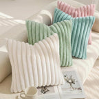 decorUhome Fall Faux Fur Throw Pillow Covers 26x26 Set of 2 Pink | Decorative - Image 7