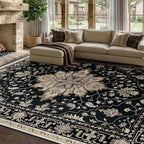 RELEANY Washable Area Rug, Water Repellent, Pet Friendly, Vintage Floral Boho - Image 4
