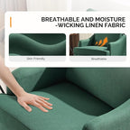 VINGLI Linen Fabric Accent Chair Green, Modern Upholstered Armchair, Comfy Sofa - Image 5