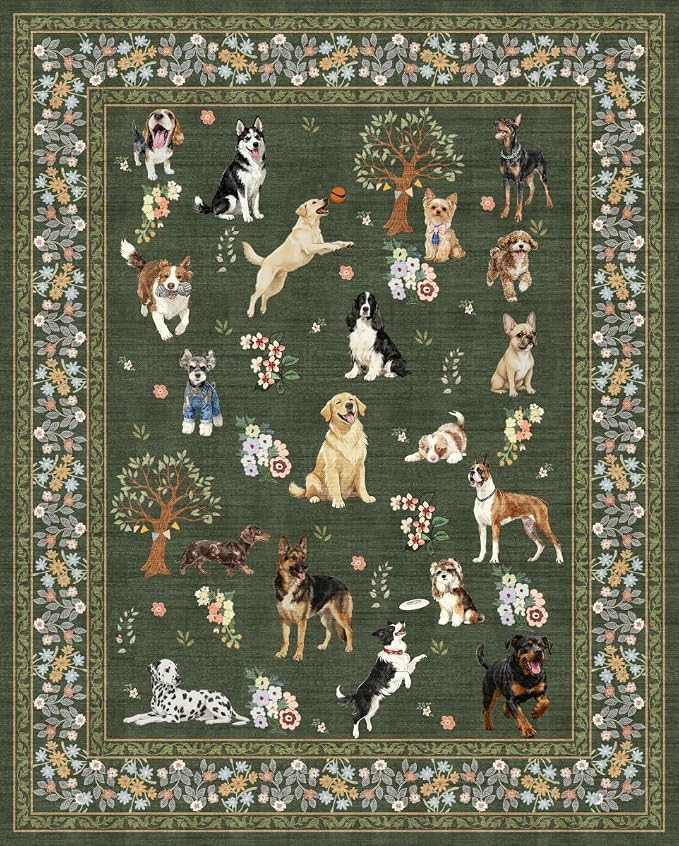 Dark Green Area Rug 5x7 for Living Room Bedroom | Ultra-Thin;Boho Style; Non by WelcometoBabovid