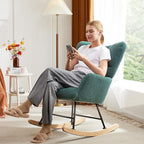 DUMOS Rocking Chair with Wing Backrest, Teddy Comfy Upholstered Indoor Reading - Image 5