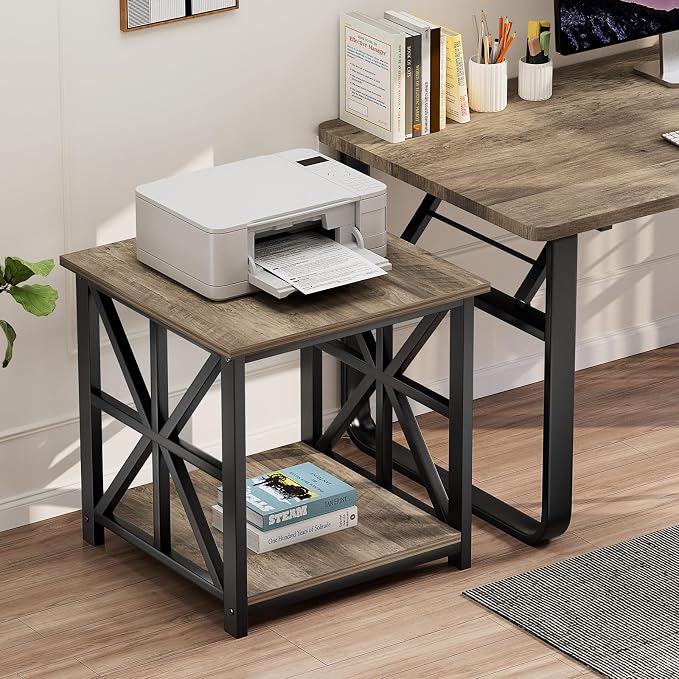 GreenForest End Table with 2-Tier Storage Shelf, 24 inch Large Side Table - Image 4