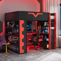 Full Size Gaming Loft Bed with Integrated Desk & RGB LED Lights, Pro-Gamer Bunk by Bekeknlny