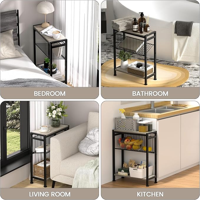 Small Side Table for Small Space, 3-Tier Narrow End Table - Image 8