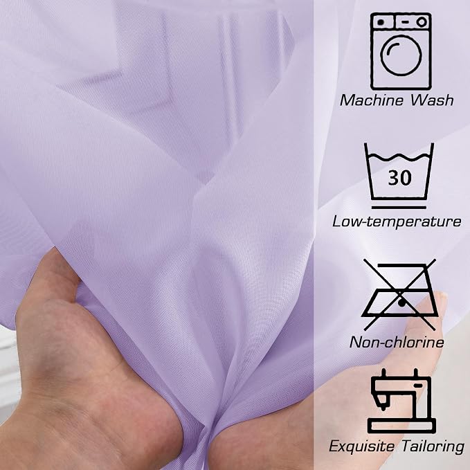 Light Purple Sheer Curtains 90 Inches Long 2 Panels Set - Image 4