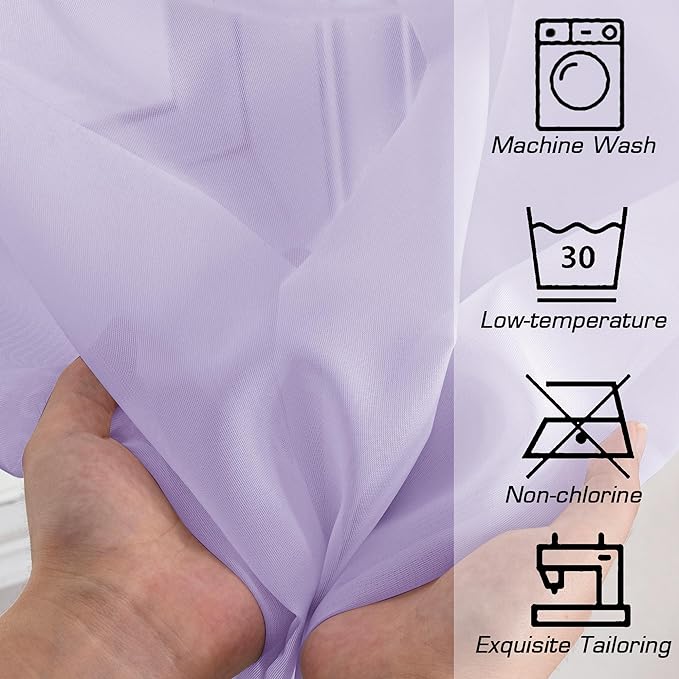 Lavender Sheer Curtains 72 Inches Long Set of 2, Airy Sheer Curtains & Drapes - Image 5