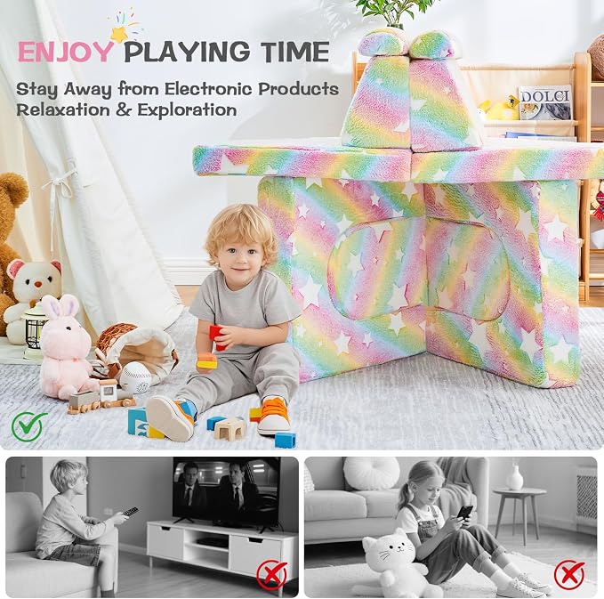 IFNOW Modular Kids Play Couch, Convertible & Washable Toddler Foam Couch Kids - Image 3