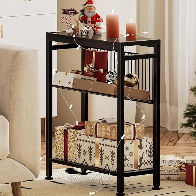 End Table for Small Space, 3-Tier Narrow Side Table - Image 9