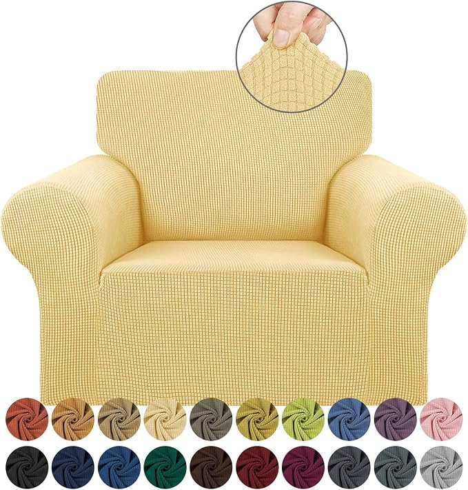 Stretch Chair Sofa Slipcover, Single Couch Cover, Champagne | 1-Piece Washable by KEKUOU