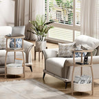 Small Side Table with Storage Basket, Space Saving Round End Table 3-Tier - Image 6