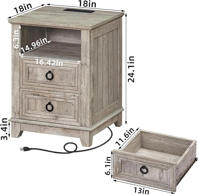 Joaxswe 18" Farmhouse Night Stand - Image 2
