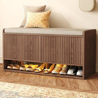HOMEFORT 39.4" Fluted Shoe Storage Bench, Entryway Bench - Image 9