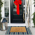 Front Door Mat Outside Entrance, 2x3 Navy Blue Coastal Striped Rug | Non-Slip - Image 4