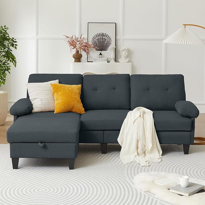 84" Convertible Sectional Sofa, Deep 3-Seater L Shaped Sectional Couch - Image 6