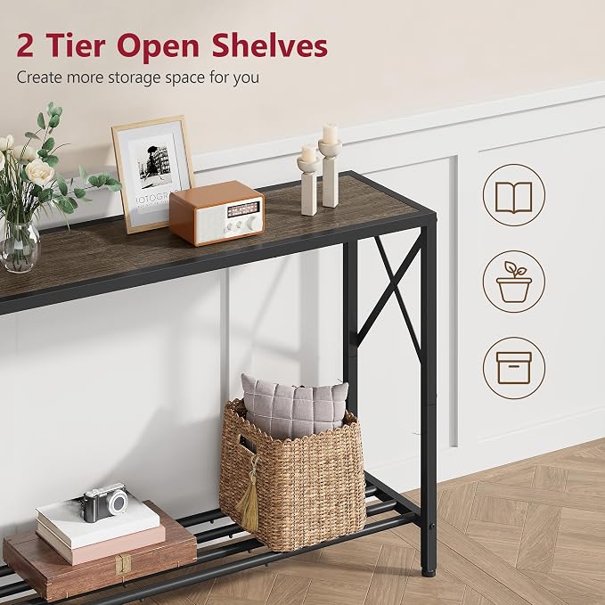 Tajsoon Industrial Console Table 41.8", 2 Tier Entryway Table - Image 4