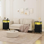 Vagusicc Night Stand with Charging Station, LED Nightstand - Image 6