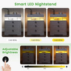 HNEBC Night Stand Set 2 with Gun Drawers, Farmhouse Nightstand with Charging - Image 3