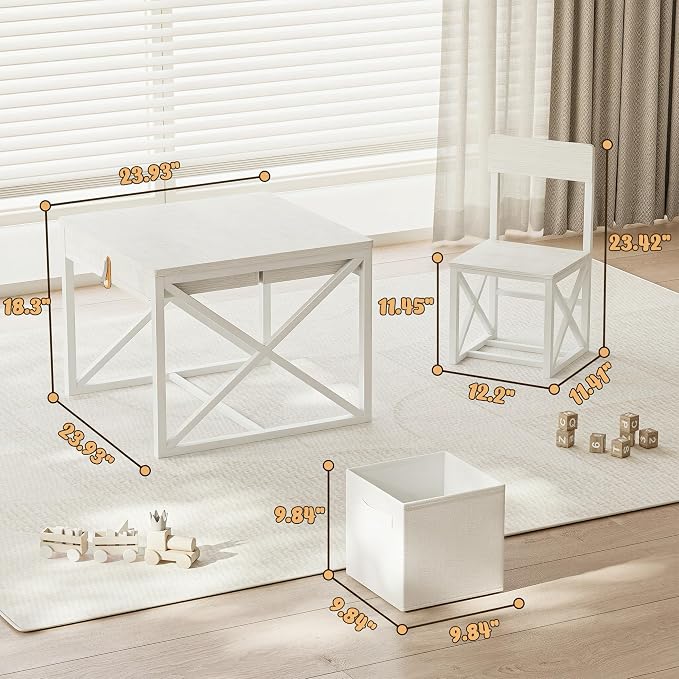 INNOD Kids Table and 2 Chairs Set, 4 in 1 Toddler Activity Table and Chairs Set - Image 6