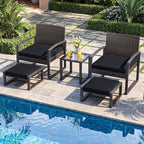 Tangkula 5 Pieces Wicker Patio Conversation Set, Outdoor PE Rattan Chair - Image 2
