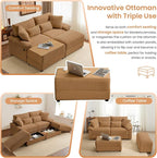 SUNWAVE 74" W Double Chaise Lounge Chair Indoor, Oversized Loveseat - Image 4