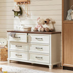 SAVOR LIFE Farmhouse White 6 Drawer Dresser - Image 9