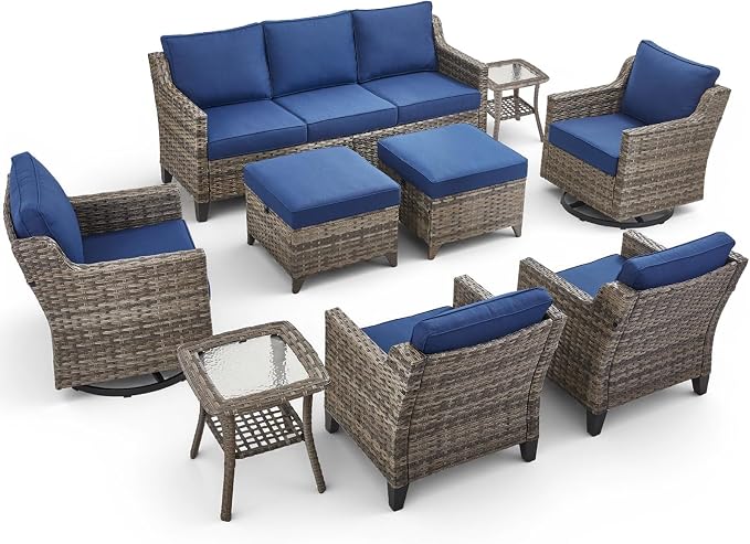 9 Piece Outdoor Patio Furniture Set-All Weather Outdoor Conversation Sets - Image 9