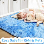 Amdrebio Tie-Dyed Light Blue Fluffy Area Rug 5x7 - Image 2