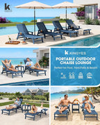KINGYES HDPE Lounge Chair Outdoor, Patio Chaise Lounge Recliner - Image 8