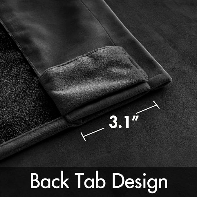 MIULEE Black Velvet Curtains 52x63 inches 2 Panels Luxury Blackout Curtains | - Image 3
