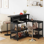 L-Shaped Home Bar Unit with Wine Glasses Holder and LED Light, Modern Bar Table - Image 4