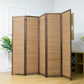 5 Panel Bamboo Room Divider Screen, 5.6 FT Tall Bamboo Divider Folding Privacy by PawlaBay