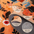 RELEANY Floral Washable Round 8ft Area Rug Yellow/Orange/Red | Flower Carpet - Image 3