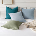 MIULEE Decorative Linen Euro Sham Pillow Covers 22x22 Inch Sage Green | Boho - Image 5