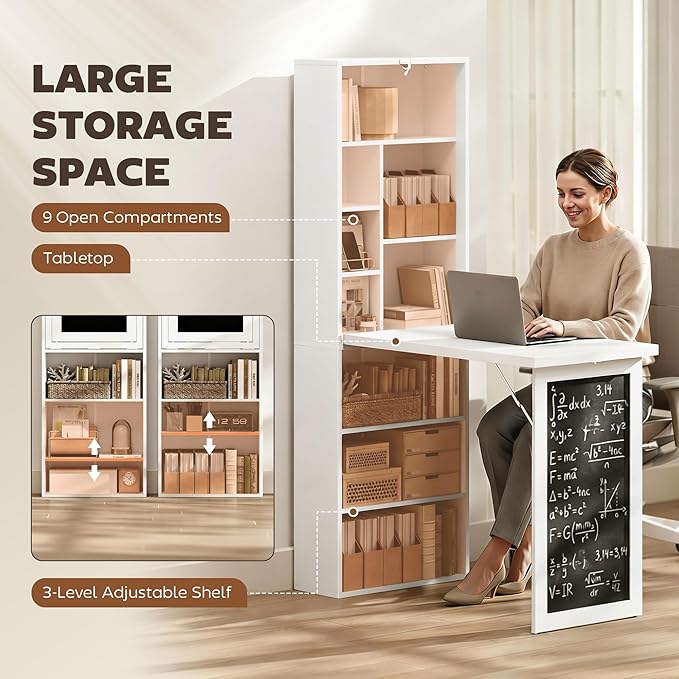 HOMCOM Foldable Convertible Writing Table, Wall Mounted Space-Saving Computer - Image 5