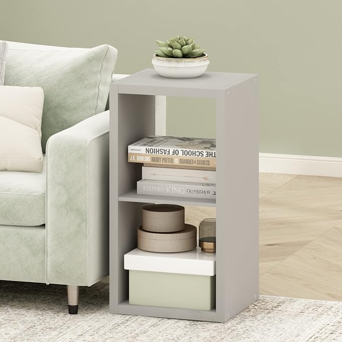 Furinno Cubicle Open Back Decorative Cube Storage Organizer, Light Grey - Image 2