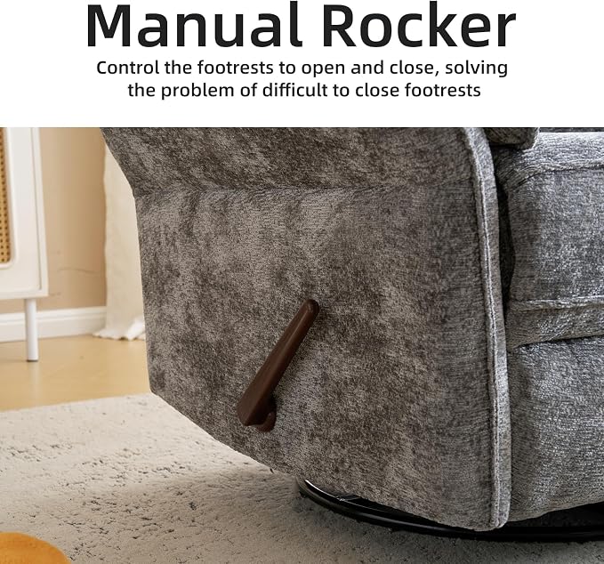 Oversized Glider Rocker Recliner, Chenille Rocking Nursery Chair - Image 8