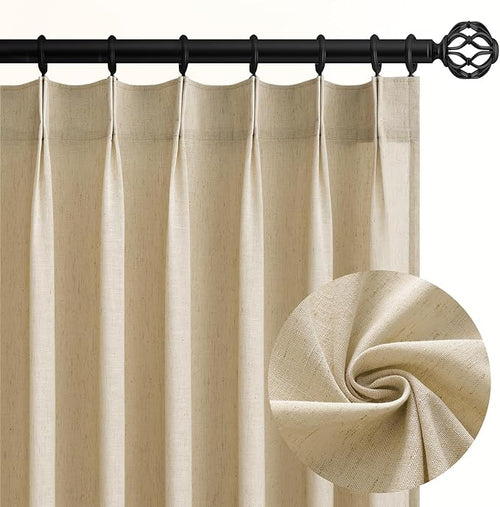 102 Inch Long Curtains Pinch Pleat Linen Curtains by Topfinel